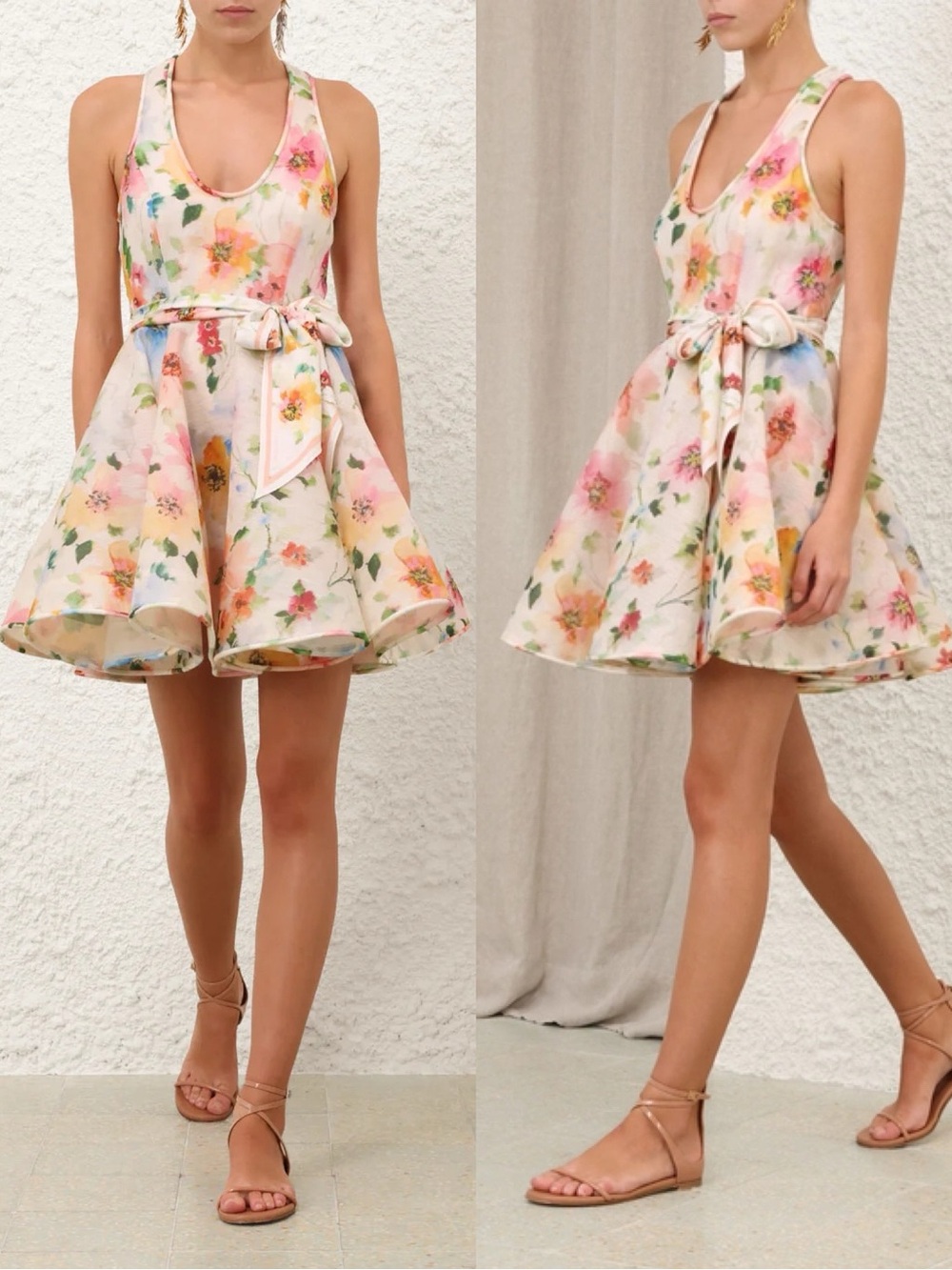 Zimmermann Alchemy Racerback Linen & Silk Skater Minidress, Size 2 = US 6/8 - Picture 1 of 14